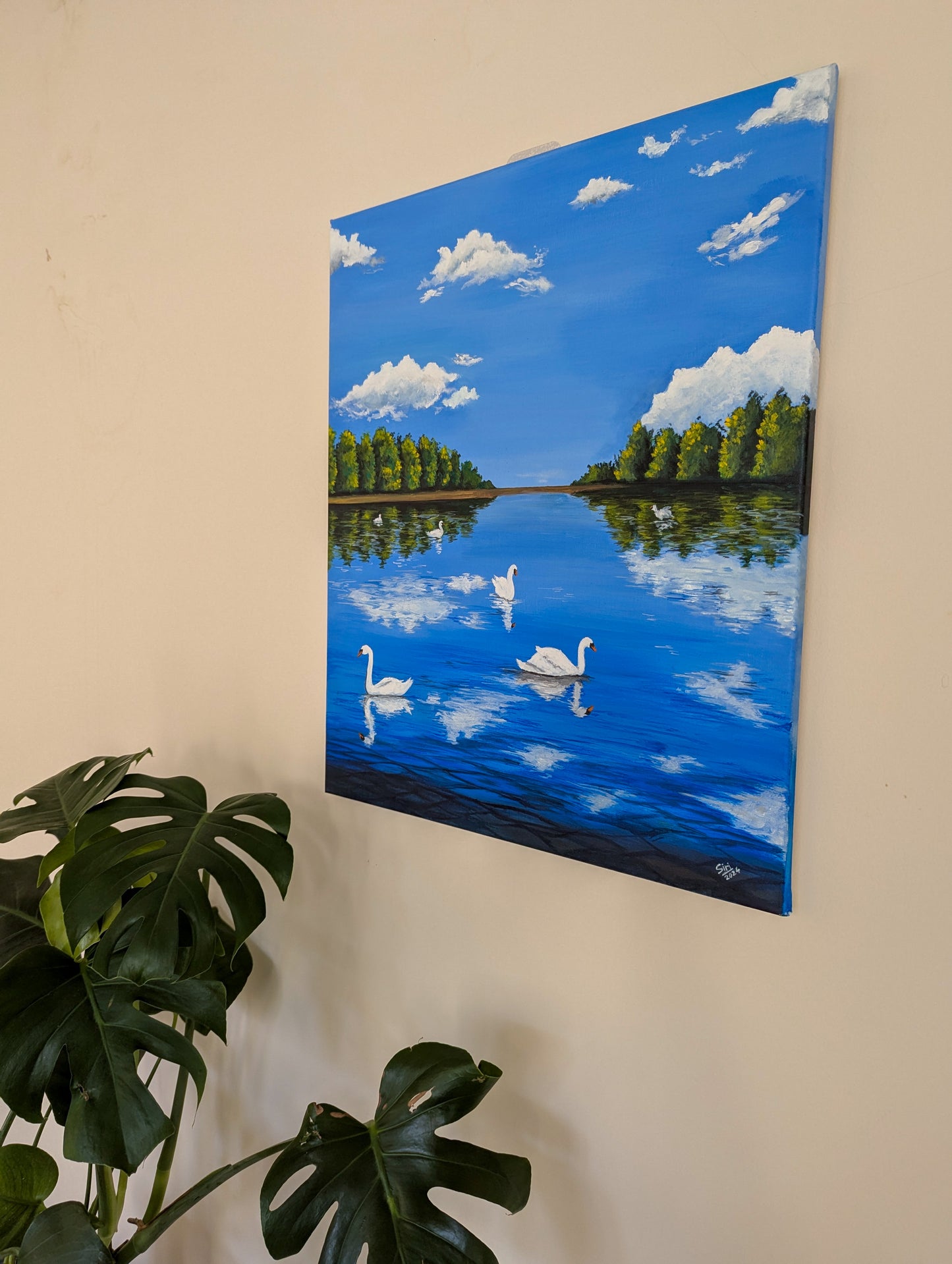 Swan Symphony Acrylic Canvas Painting