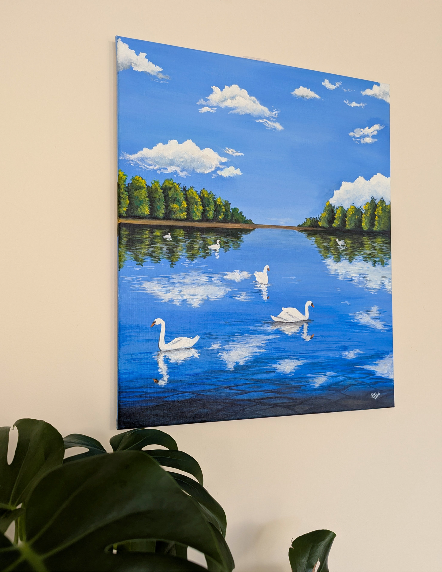 Swan Symphony Acrylic Canvas Painting